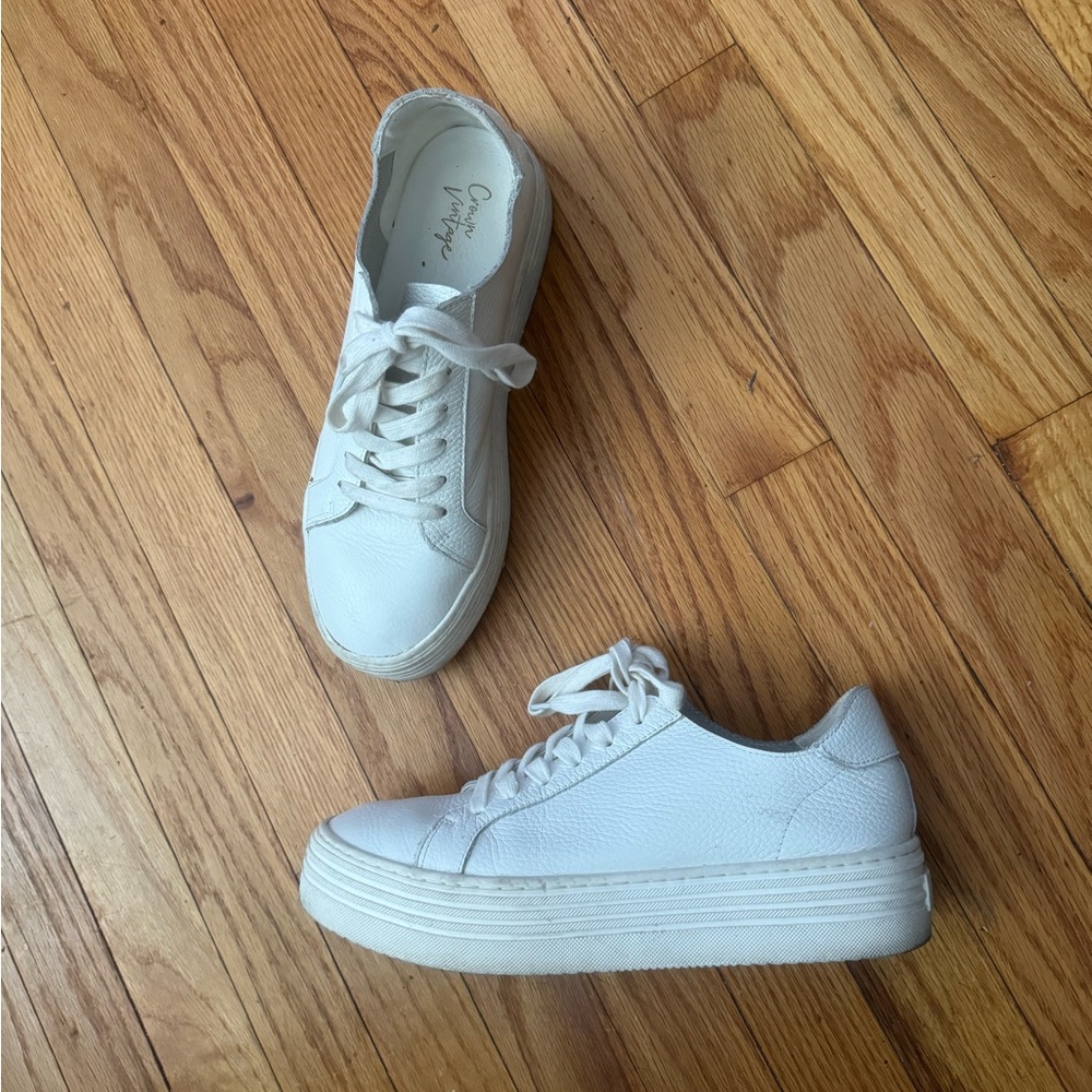 ✈️Crown Vintage Gamina Leather Platforms tie low top minimalist Chunky street